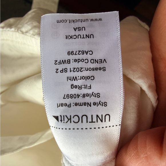 Untuckit white eyelet lace midi knee length dress career size 10 belt v neck - Picture 6 of 7